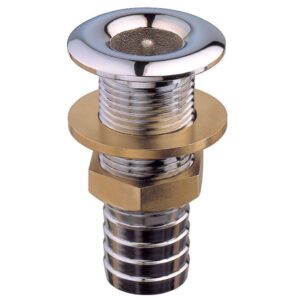 Guidi Chrome Thru-Hull Connection With Hose Adaptor 1 in 1/4
