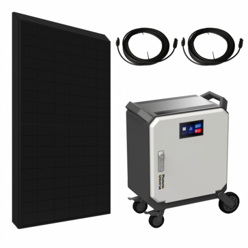 Complete 5kW off-grid power system with 5kWh high performance battery and 2.5kW solar power array