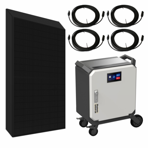 Complete 5kW off-grid power system with 5kWh high performance battery and 5kW solar power array